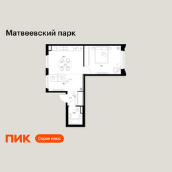 Планировка однокомнатной(квартира) площадью 43.8 квадратных метров в ЖК “ЖК Матвеевский парк”