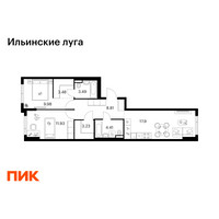 Планировка двухкомнатной(квартира) площадью 63.23 квадратных метров в “ЖК Ильинские луга”