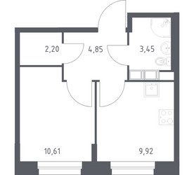 Планировка однокомнатной(квартира) площадью 31.03 квадратных метров в ЖК “ЖК ЭкоБунино (Южное Бунино)”