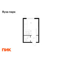 Планировка студии(квартира) площадью 23.6 квадратных метров в “ЖК Яуза Парк (Мытищи)”
