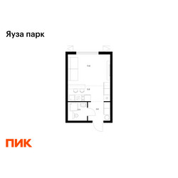 Планировка студии(квартира) площадью 23.6 квадратных метров в ЖК “ЖК Яуза Парк (Мытищи)”