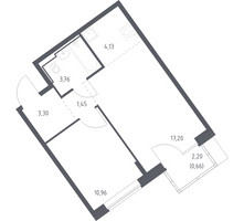 Планировка однокомнатной(квартира) площадью 41.46 квадратных метров в “ЖК Молжаниново”