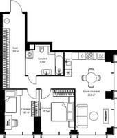 Планировка двухкомнатной(квартира) площадью 66.7 квадратных метров в “ЖК Веер”