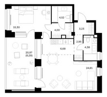 Планировка однокомнатной(квартира) площадью 72.16 квадратных метров в “ЖК НОВА”