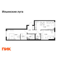 Планировка двухкомнатной(квартира) площадью 65.22 квадратных метров в “ЖК Ильинские луга”