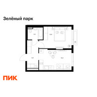 Планировка однокомнатной(квартира) площадью 36.1 квадратных метров в “ЖК Зеленый парк”