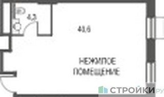 Планировка студии(квартира) площадью 45.3 квадратных метров в “ЖК Резиденции Архитекторов”