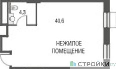Планировка студии(квартира) площадью 45.3 квадратных метров в ЖК “ЖК Резиденции Архитекторов”