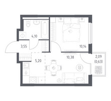 Планировка однокомнатной(квартира) площадью 34 квадратных метров в “ЖК Горки Парк”