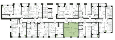 Планировка однокомнатной(квартира) площадью 39 квадратных метров в ЖК “ЖК Пушкино Град”