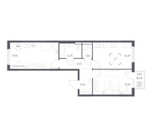 Планировка двухкомнатной(квартира) площадью 60.67 квадратных метров в “ЖК Горки Парк”