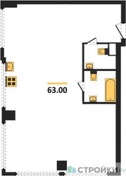 Планировка двухкомнатной(квартира) площадью 62.1 квадратных метров в ЖК “ЖК River Park Кутузовский (Ривер Парк Тауэрс)”