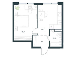 Планировка однокомнатной(квартира) площадью 37.6 квадратных метров в “ЖК Левел Лесной”