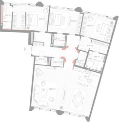 Планировка трехкомнатной(квартира) площадью 205.5 квадратных метров в ЖК “ЖК Николь”