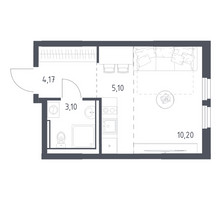 Планировка студии(квартира) площадью 22.57 квадратных метров в “ЖК Пригород Лесное”