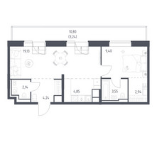 Планировка однокомнатной(квартира) площадью 49.49 квадратных метров в “ЖК Верейская 41”