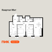 Планировка трехкомнатной(квартира) площадью 69.85 квадратных метров в “Квартал Мит”
