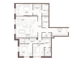 Планировка трехкомнатной(квартира) площадью 217.7 квадратных метров в ЖК “Жилой дом Кло 17”
