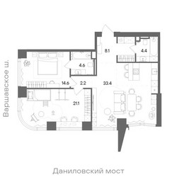 Планировка двухкомнатной(квартира) площадью 88.4 квадратных метров в ЖК “ЖК СТОУН Блик”