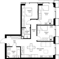 Планировка трехкомнатной(квартира) площадью 73.9 квадратных метров в “Мультиквартал СИТИДЗЕН”