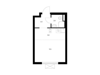 Планировка студии(квартира) площадью 23.3 квадратных метров в ЖК “ЖК Ильинские луга”