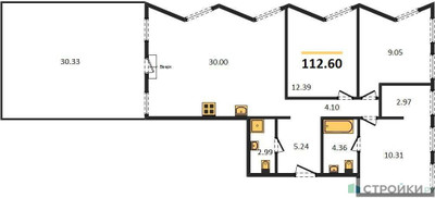 Планировка трехкомнатной(квартира) площадью 112.6 квадратных метров в ЖК “ЖК Insider (Инсайдер)”