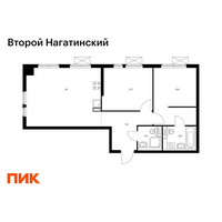 Планировка двухкомнатной(квартира) площадью 62.7 квадратных метров в “ЖК Второй Нагатинский”