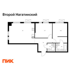 Планировка двухкомнатной(квартира) площадью 62.7 квадратных метров в ЖК “ЖК Второй Нагатинский”