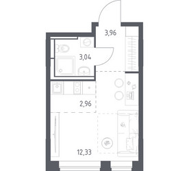 Планировка студии(квартира) площадью 22.29 квадратных метров в ЖК “ЖК Богдановский Лес”