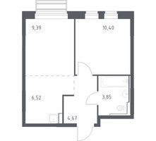 Планировка однокомнатной(квартира) площадью 34.83 квадратных метров в “ЖК Рублевский Квартал”