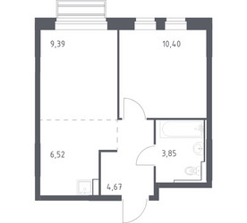 Планировка однокомнатной(квартира) площадью 34.83 квадратных метров в ЖК “ЖК Рублевский Квартал”