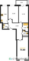 Планировка трехкомнатной(квартира) площадью 73.8 квадратных метров в “Павлово 3”