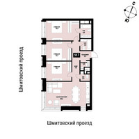 Планировка трехкомнатной(квартира) площадью 97.9 квадратных метров в “ЖК Шелепиха (Cosmopolit)”