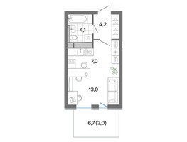 Планировка студии(квартира) площадью 30.3 квадратных метров в “ЖК G3 Театральный”