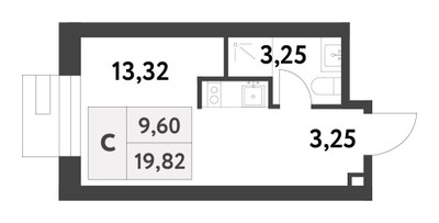 Планировка студии(квартира) площадью 19.78 квадратных метров в ЖК “ЖК Smart Garden (Смарт Гарден)”