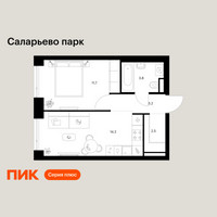 Планировка однокомнатной(квартира) площадью 35.4 квадратных метров в “ЖК Саларьево парк”