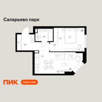 Планировка однокомнатной(квартира) площадью 43.2 квадратных метров в “ЖК Саларьево парк”