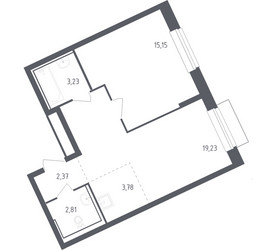 Планировка однокомнатной(квартира) площадью 46.1 квадратных метров в ЖК “ЖК Рублевский Квартал”