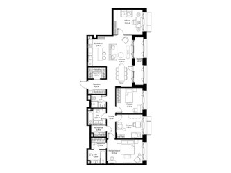 Планировка 4+ комнатной(квартира) площадью 124.3 квадратных метров в ЖК “Архитектурный проект Мыс”