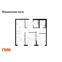 Планировка двухкомнатной(квартира) площадью 56.84 квадратных метров в “ЖК Ильинские луга”