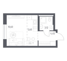 Планировка студии(квартира) площадью 23.77 квадратных метров в “ЖК Квартал Авиаторов”