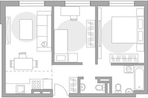 Планировка трехкомнатной(квартира) площадью 51 квадратных метров в “ЖК Аникеевский”