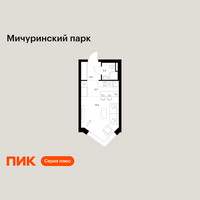 Планировка студии(квартира) площадью 24.6 квадратных метров в “ЖК Мичуринский Парк”
