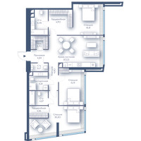 Планировка трехкомнатной(квартира) площадью 126.25 квадратных метров в “ЖК Дом Дау”
