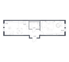 Планировка однокомнатной(квартира) площадью 48.23 квадратных метров в “ЖК Пригород Лесное”