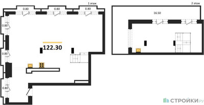 Планировка двухкомнатной(квартира) площадью 122.3 квадратных метров в ЖК “ЖК Квартал Метроном”