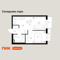 Планировка однокомнатной(квартира) площадью 36.2 квадратных метров в “ЖК Саларьево парк”