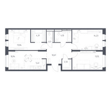 Планировка трехкомнатной(квартира) площадью 79.74 квадратных метров в “ЖК Большое Путилково”