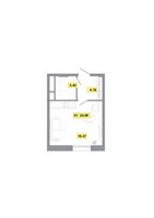 Планировка однокомнатной(квартира) площадью 24.08 квадратных метров в “ЖК Радость (Радумля Парк)”