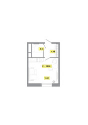 Планировка однокомнатной(квартира) площадью 24.08 квадратных метров в ЖК “ЖК Радость (Радумля Парк)”